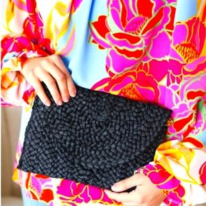Woven Raffia Clutch Bag